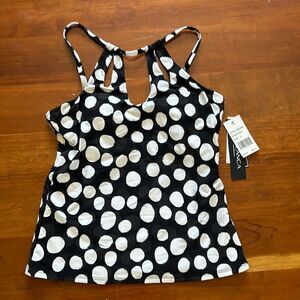 La Blanca black-and-white polkadot tankini top